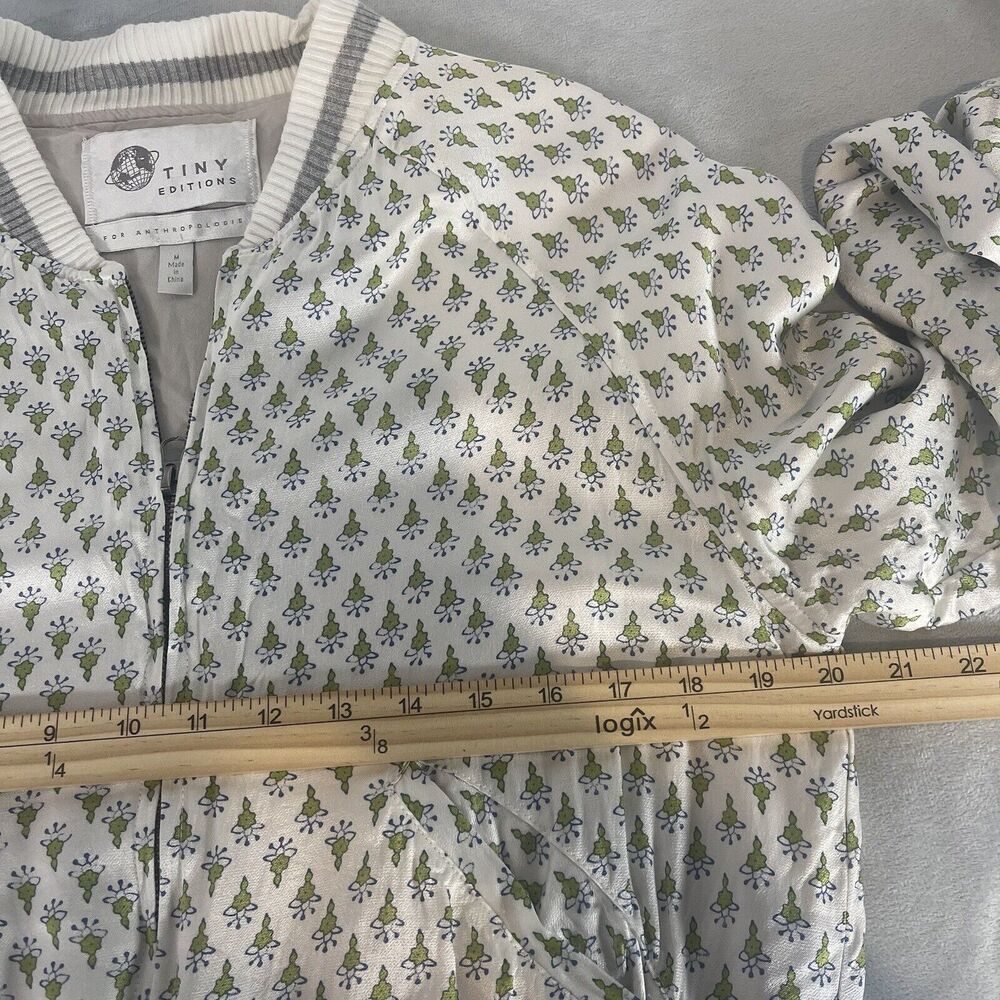 Tiny Editions Anthropologie Jacket Medium Ivory Floral Amber Embroidered Bomber - Picture 10 of 11
